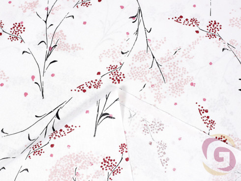 Bavlnené plátno SIMONA - vzor 934 japonské kvety na bielom