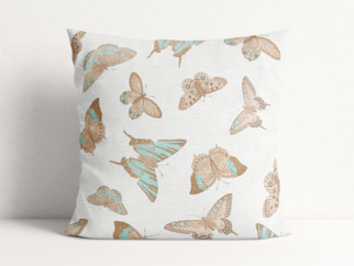 Dekoračná obliečka na vankúš Loneta - tyrkysoví motýle