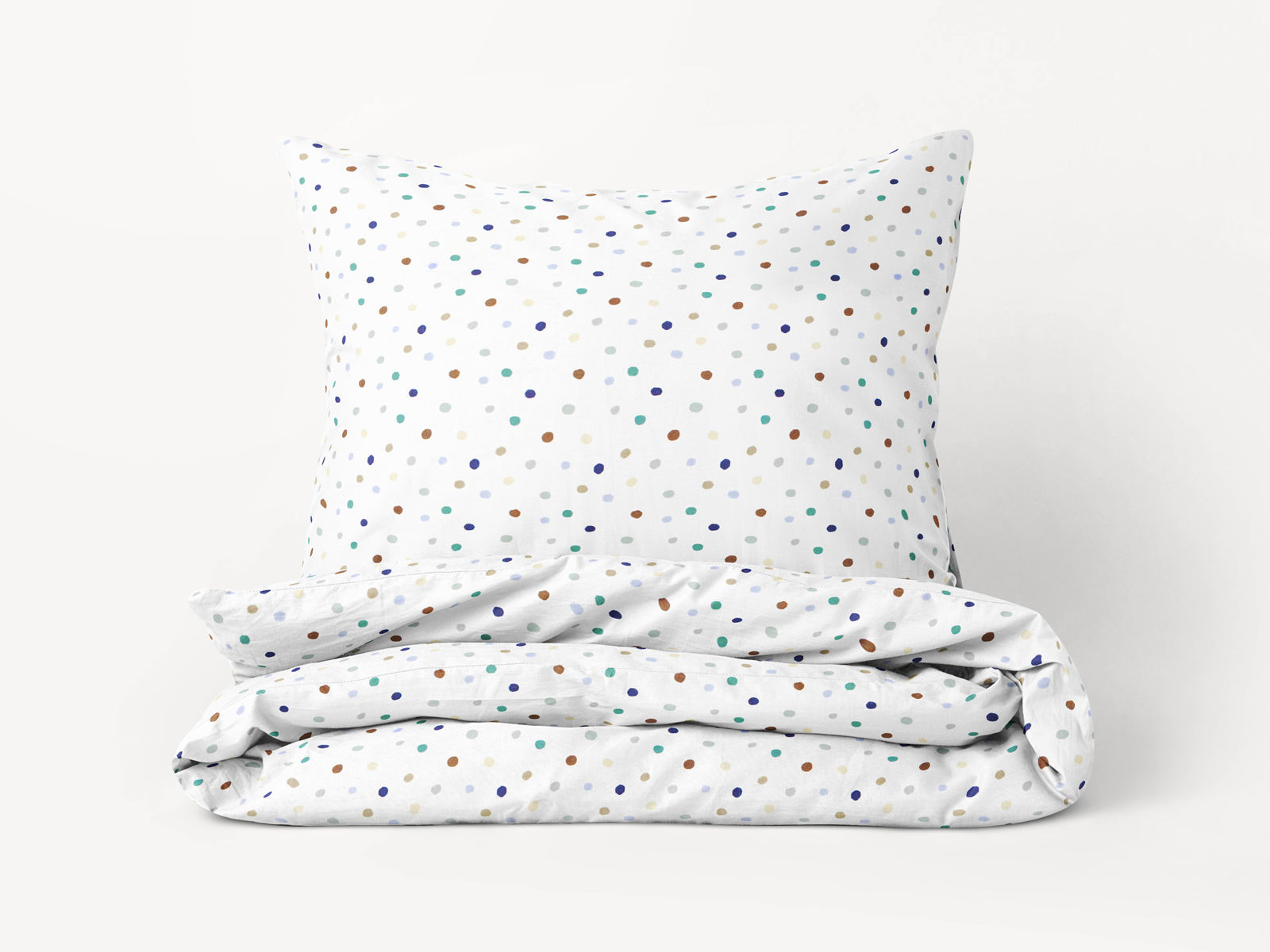 Flanelové posteľné obliečky - farebné bodky na bielom