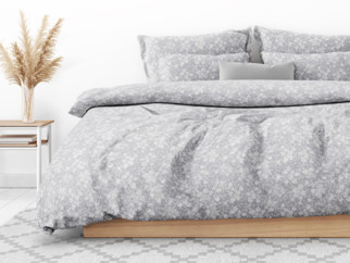 Bavlnené posteľné obliečky - vzor 941 popínavé kvety na svetlo sivom