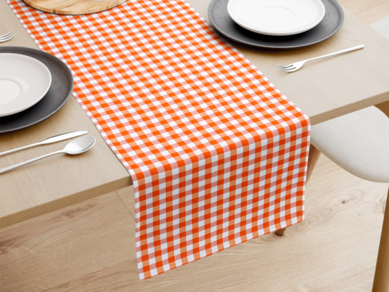 Behúň na stôl Menorca - oranžové a biele kocky