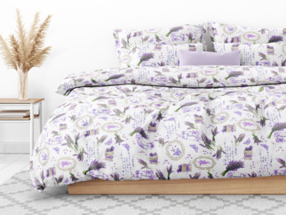 Bavlnené posteľné obliečky - levanduľa a motýle s textami