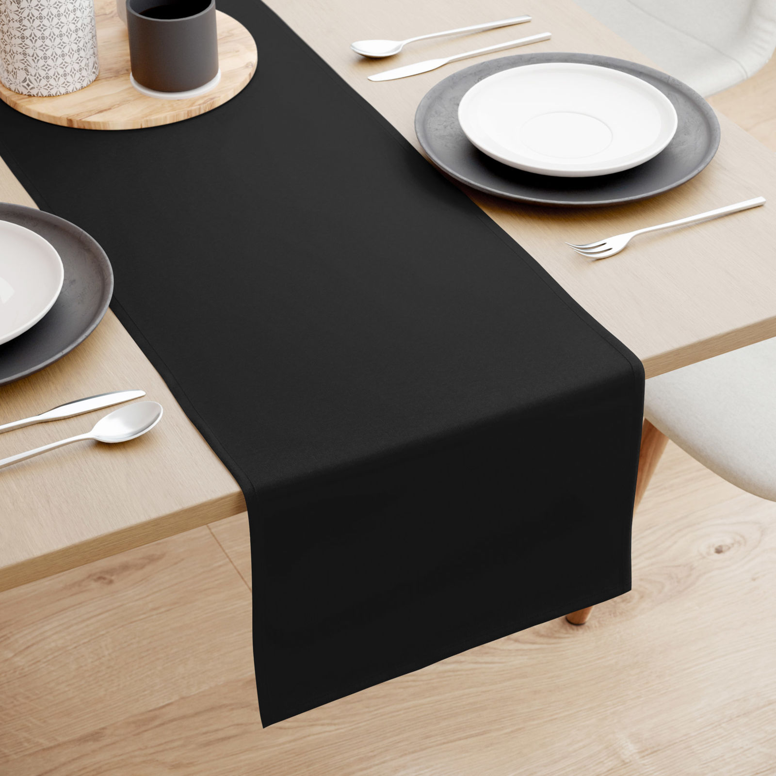 Behúň na stôl 100% bavlnené plátno - čierny