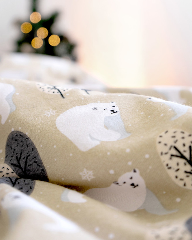 Vianočné flanelové posteľné obliečky - ľadové medvede