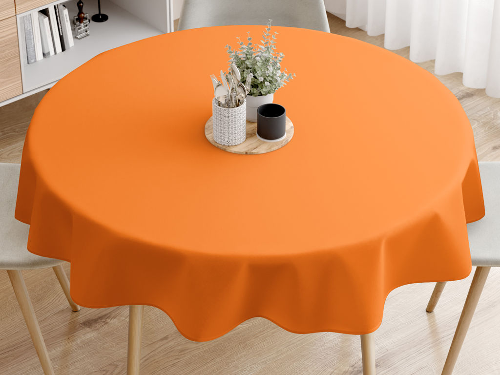Okrúhly obrus 100% bavlnené plátno - oranžový