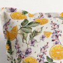 Dekoračná obliečka na vankúš s ozdobným lemom LONETA - vzor pomaranče a kvetiny