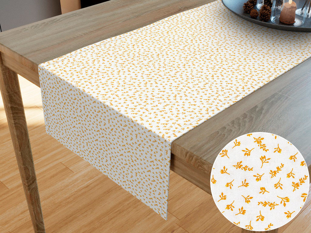 Behúň na stôl 100% bavlnené plátno - drobné žlté kvítí