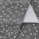 Oválny vianočný bavlnený obrus - vzor biele hviezdičky na sivom