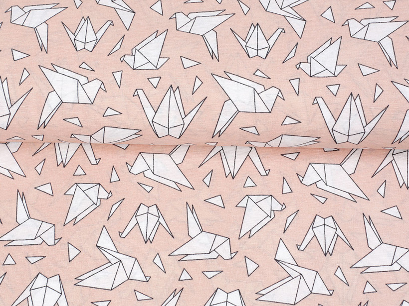 Dekoračná látka Loneta - origami na lososovom