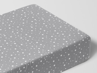 Bavlnená napínacia plachta - vzor drobné biele hviezdičky na sivom