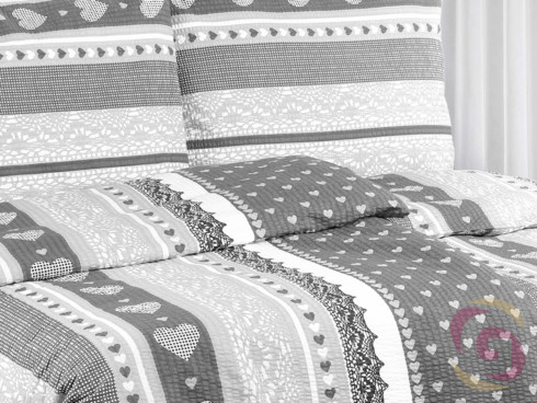 Krepové posteľné obliečky - vzor 650 čipky a srdiečka
