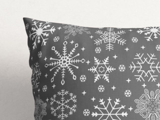 Vianočná bavlnená obliečka na vankúš - vzor snehové vločky na sivom