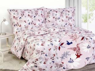 Bavlnené posteľné obliečky - vtáky a kvety