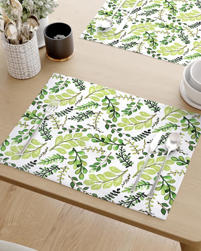 Prestieranie na stôl 100% bavlnené plátno - zelené lístočky - sada 2ks