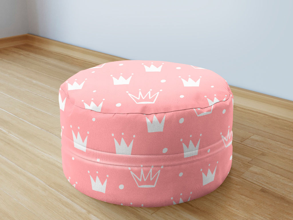 Detský bavlnený sedacie bobek 50x20cm - korunky na ružovom