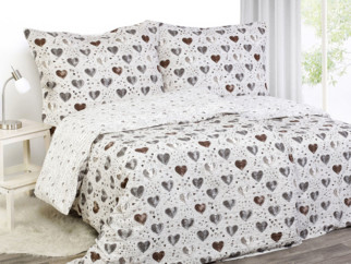 Krepové posteľné obliečky - vzor 596 srdca a zamilované texty