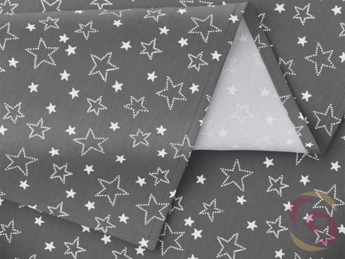 Vianočný bavlnený záves na mieru - vzor biele hviezdičky na sivom