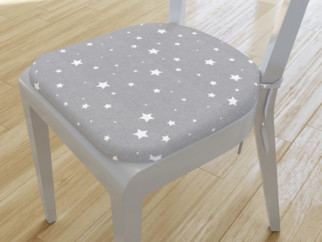 Bavlnený oblý podsedák 39x37 cm - vzor drobné biele hviezdičky na sivom