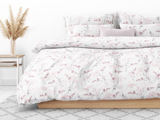 Bavlnené posteľné obliečky - japonské kvety na bielom