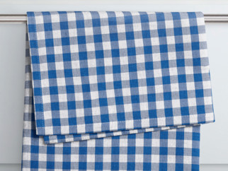 Kuchynská bavlnená utierka KANAFAS - vzor 085 malé modro-biele kocky