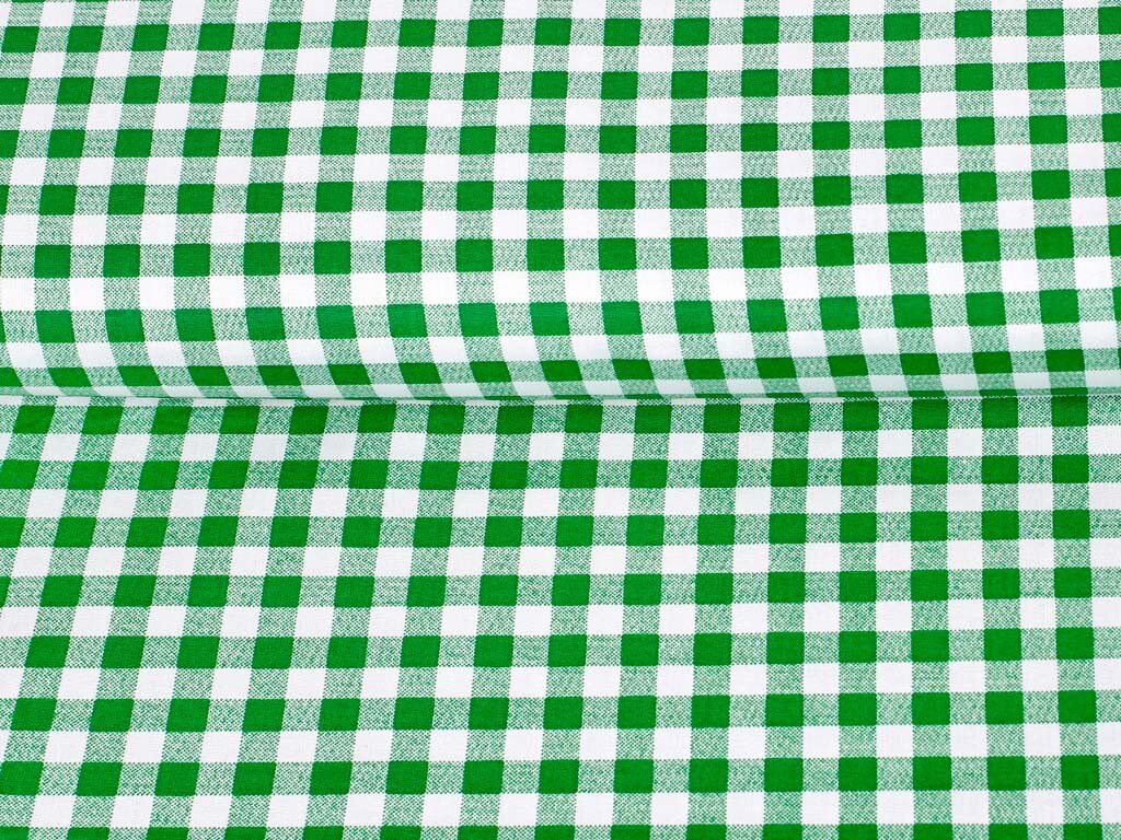 Bavlnené plátno - zelené a biele kocky