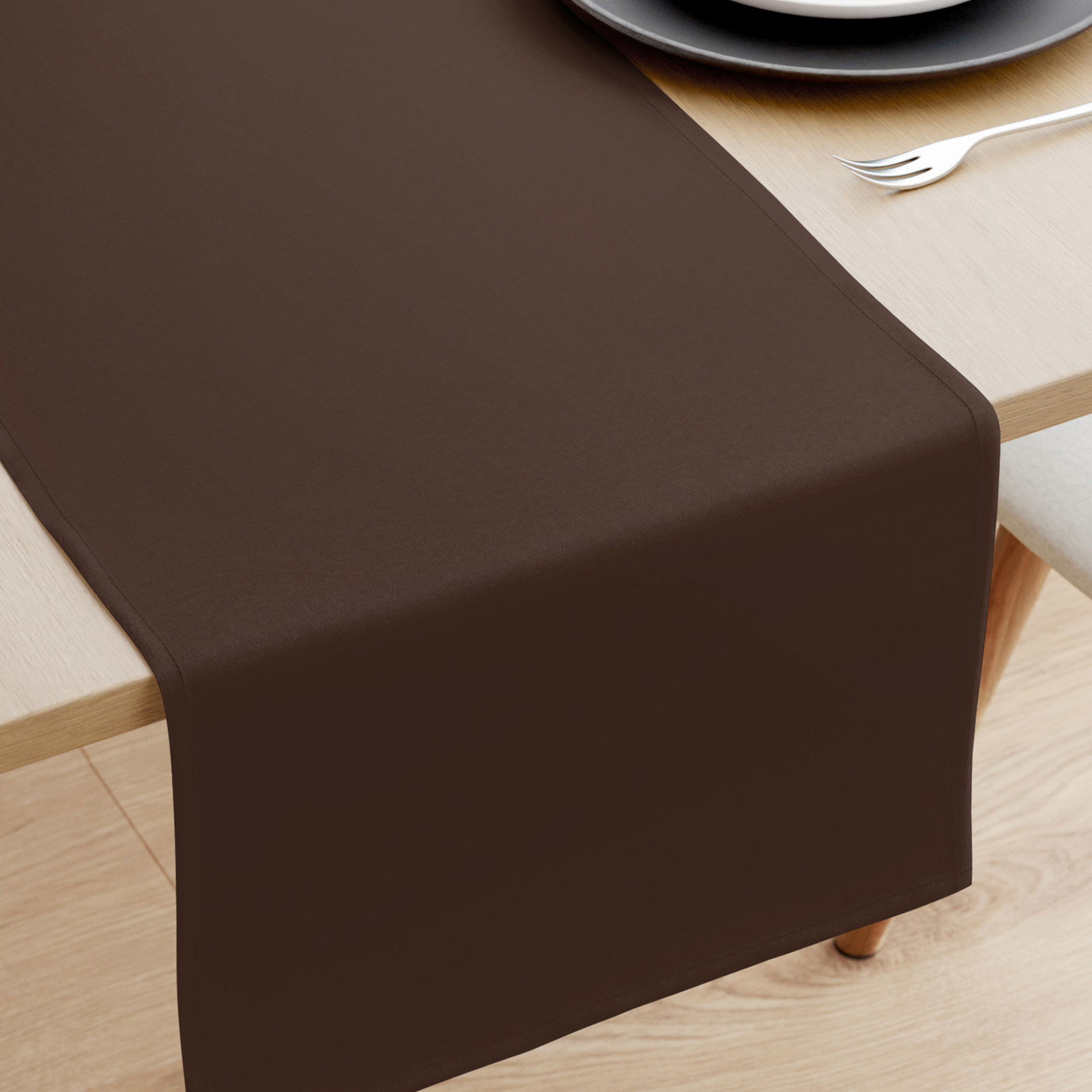 Behúň na stôl 100% bavlnené plátno - tmavo hnedý