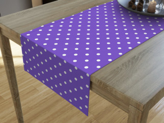 Dekoračný behúň na stôl LONETA - vzor biele bodky na fialovom