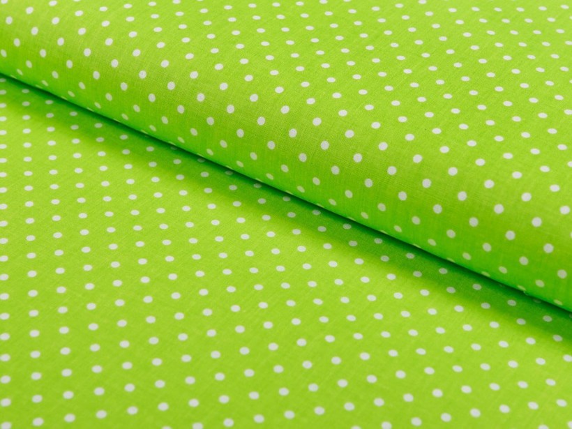 Bavlnené plátno - biele bodky na zelenom