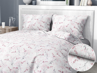 Krepové posteľné obliečky - vzor 934 japonské kvety na bielom
