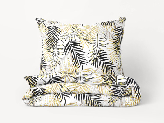 Bavlnené posteľné obliečky Deluxe - žlté a čierne palmové listy
