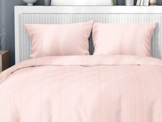 Damaškové posteľné obliečky so saténovým vzhľadom Deluxe - vzor 004 drobné ružové prúžky