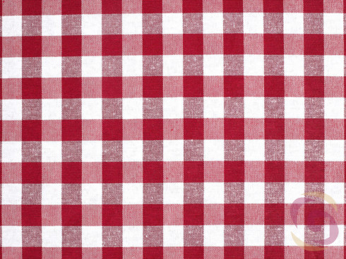 Kusový dekoračný záves vzor červené a biele kocky