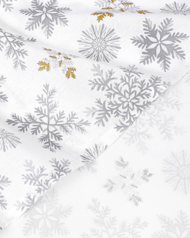 Vianočná kuchynská bavlnená utierka - sivé vločky so zlatými trblietkami