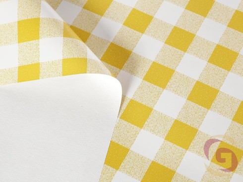 PVC obrusovina s textilným podkladom - vzor žlté káro