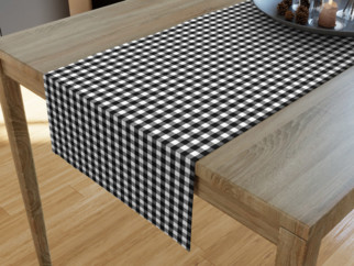Bavlnený behúň na stôl KANAFAS - vzor malé čierno-biele kocky