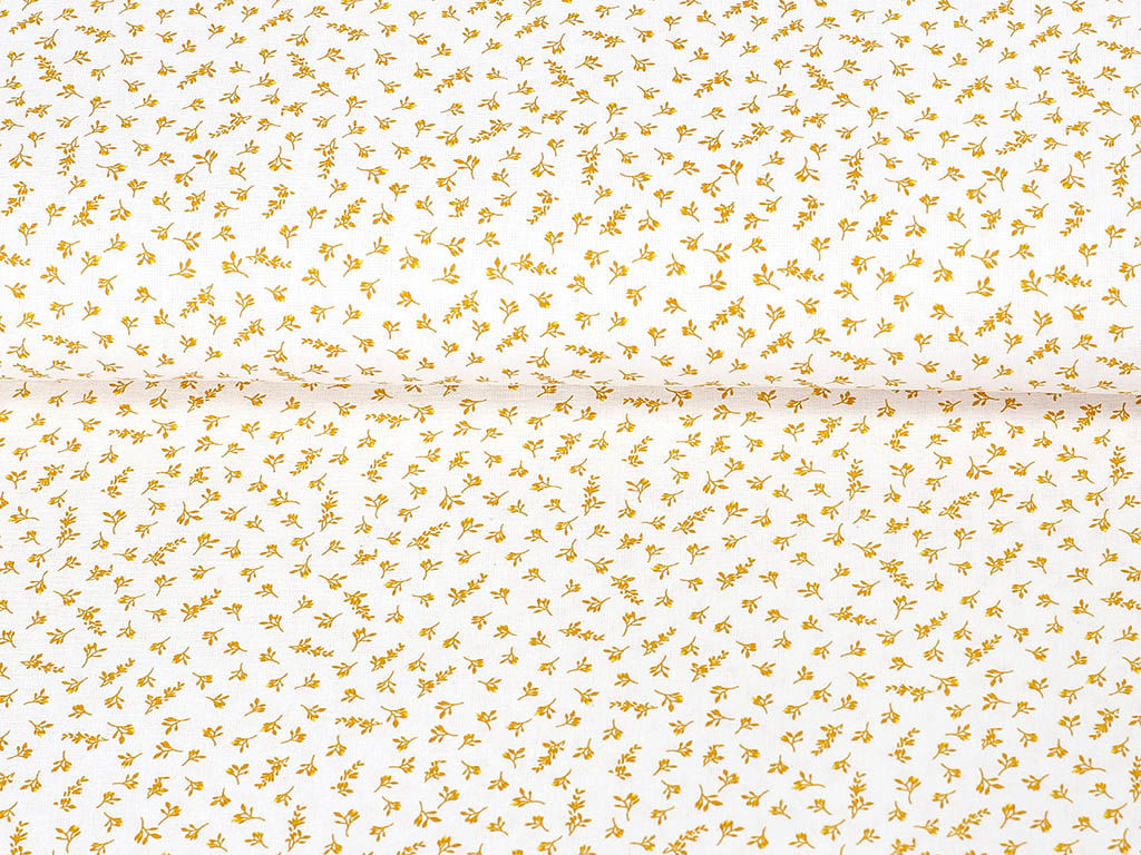 Bavlnené plátno - drobné žlté kvítí