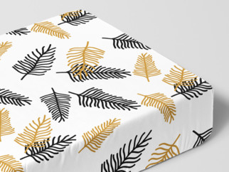 Bavlnená napínacia plachta - vzor čierne a zlaté palmové listy