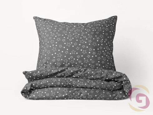 Vianočné bavlnené posteľné obliečky - vzor X-17 biele hviezdičky na sivom
