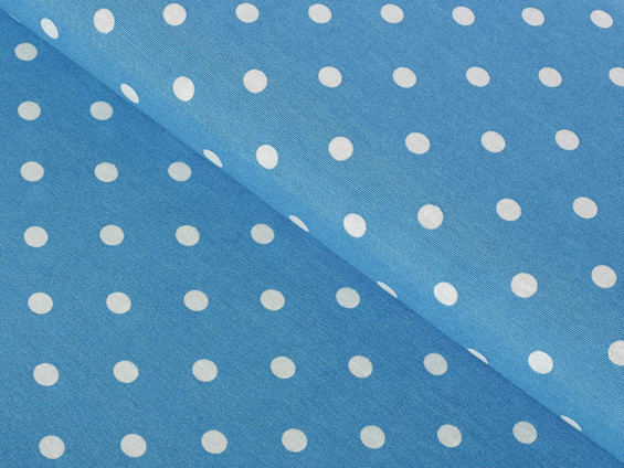 Dekoračná látka Loneta - biele bodky na modrom - šírka 140, 280 cm