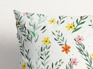 Bavlnená obliečka na vankúš - maľované kvety s lístkami