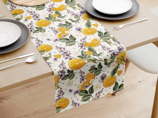 Behúň na stôl Loneta - pomaranče a kvetiny