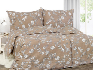 Krepové posteľné obliečky - vzor 1003 ľalie na hnedom