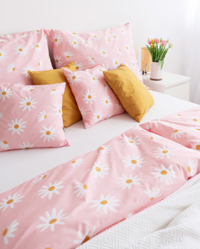Bavlnené posteľné obliečky - kvety kopretín