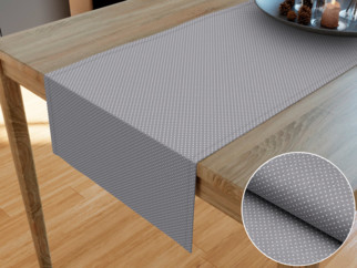 Bavlnený behúň na stôl - vzor malé bodky na sivom