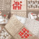 Vianočná dekoračná látka LONETA - vzor snehuliaci - šírka 140cm