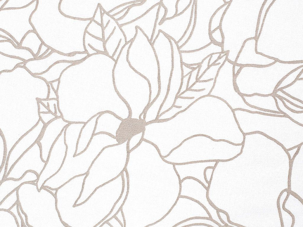 Bavlnené plátno - svetlo béžové kvety na bielom