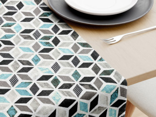 Dekoračný behúň na stôl VINTAGE - vzor mozaika s tyrkysovou