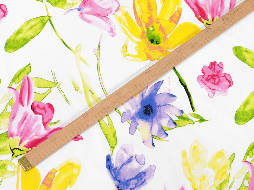 Bavlnené plátno - akvarelové kvety