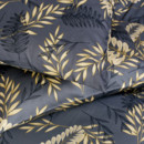 Saténové posteľné obliečky Deluxe - vzor 1059 zlaté a čierne listy na antracitovom