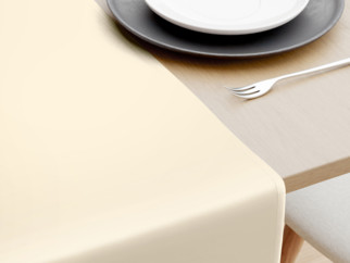 Luxusný saténový lesklý behúň na stôl - vanilkový